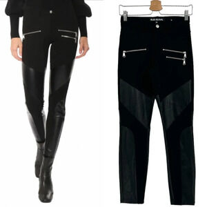 Blue Revival Hell on Wheels Unreal Leather & Ponte Skinny Pants Black Size‎ 26